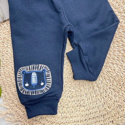 Conj. Jaqueta Tiger e Calça de Moletom - Cinza e Marinho